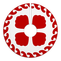 Hawaiian Quilt Pattern Pearl Tree Skirt - Red White - AH - Polynesian Pride