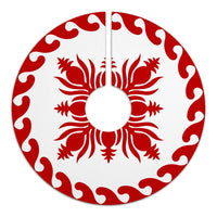 Hawaiian Quilt Pattern Pineapple Dance Tree Skirt - Red White - AH - Polynesian Pride