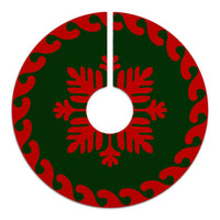 Hawaiian Quilt Pattern Tradition Palm Tree Skirt - Red Green - AH - Polynesian Pride