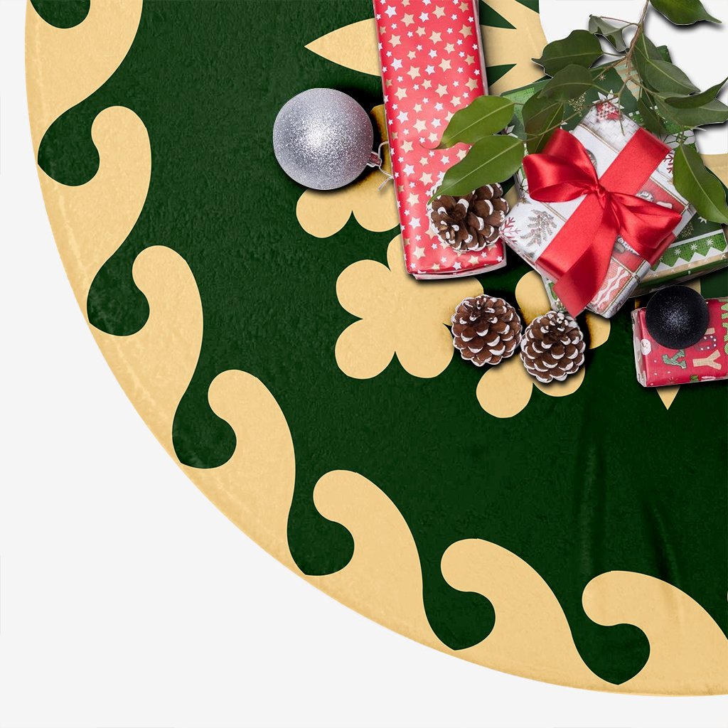 Hawaiian Quilt Pattern Tradition Tree Skirt - Green Beige - AH - Polynesian Pride