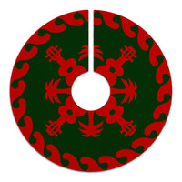 Hawaiian Quilt Pattern Ukulele And Coconut Tree Skirt - Red Green - AH - Polynesian Pride