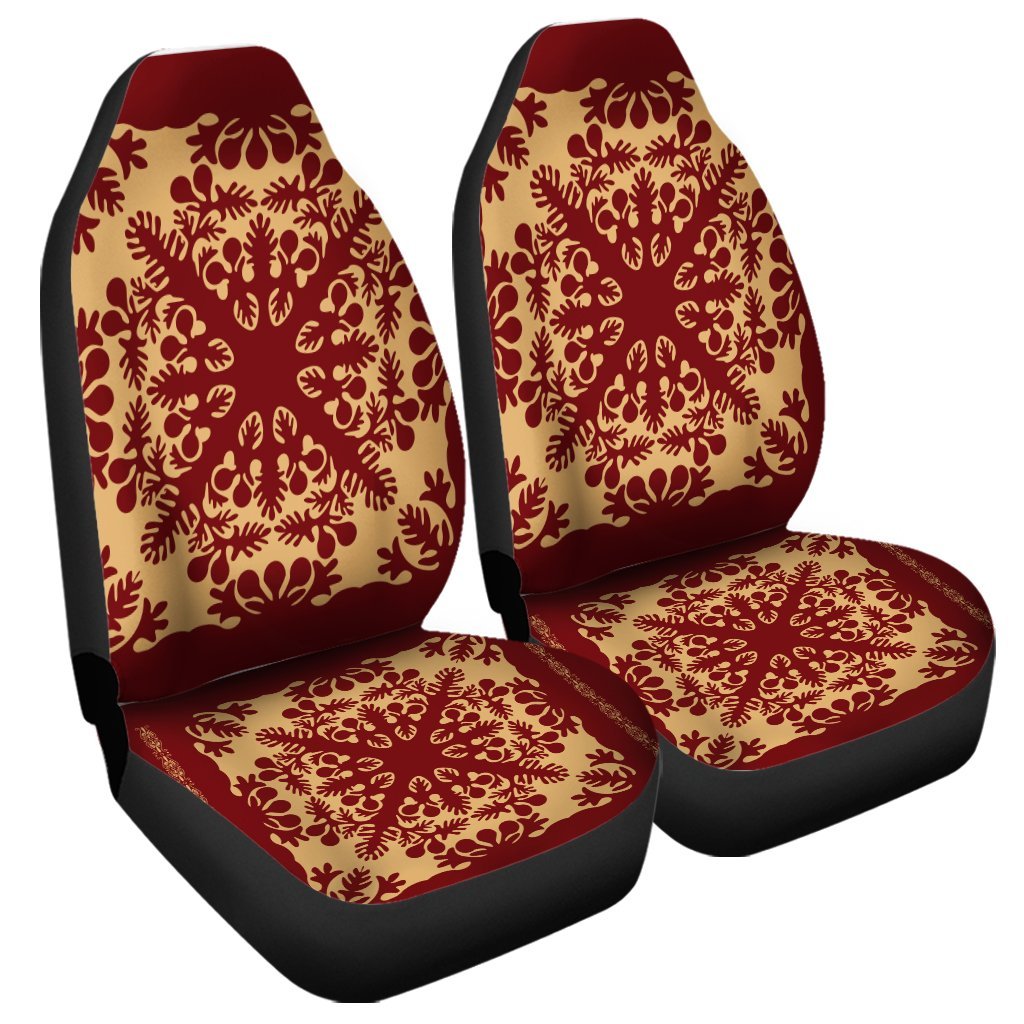 Hawaiian Quilt Vintage Car Seat Covers - AH Universal Fit Black - Polynesian Pride