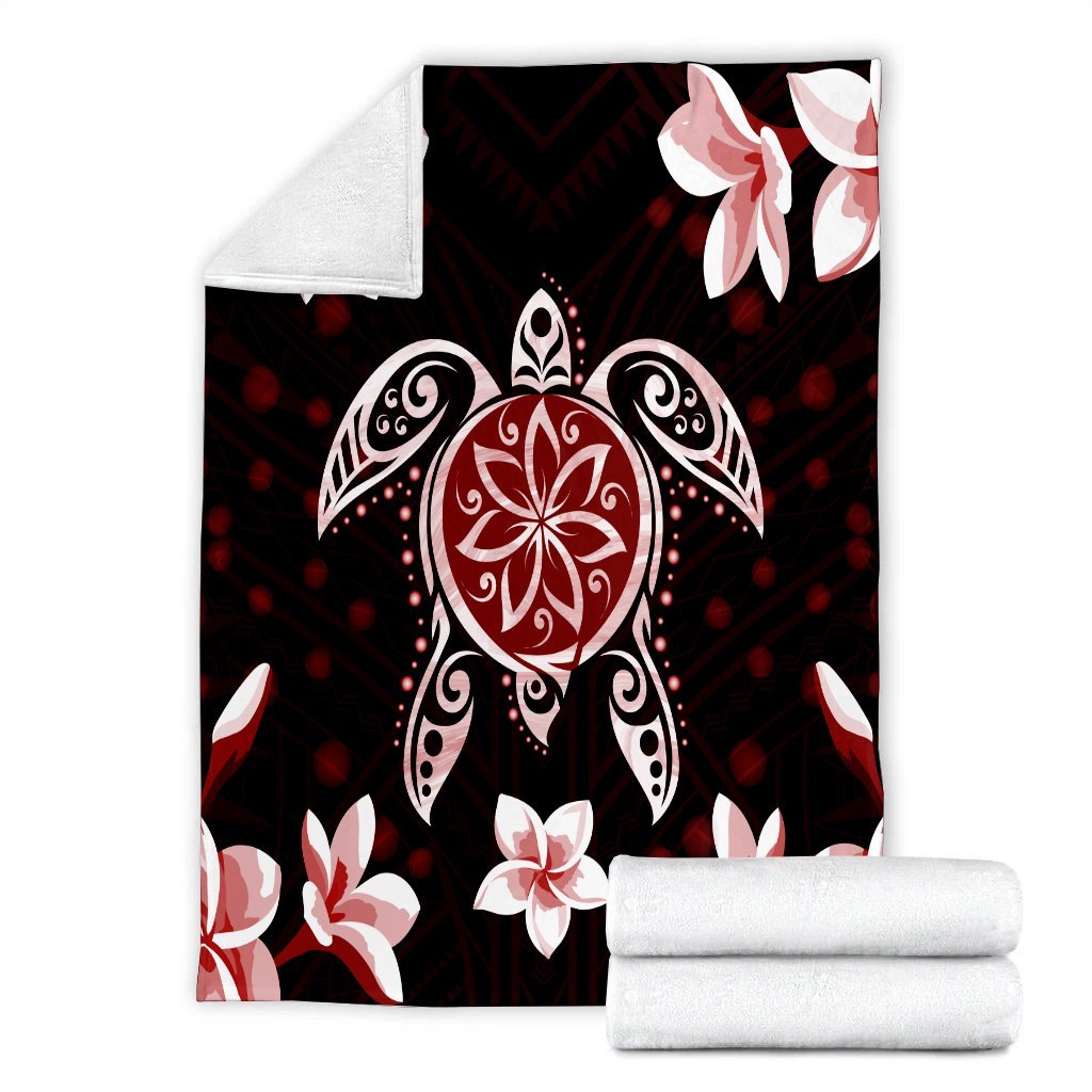 Hawaiian Reddie Turtle Plumeria Premium Blankets AH - Polynesian Pride