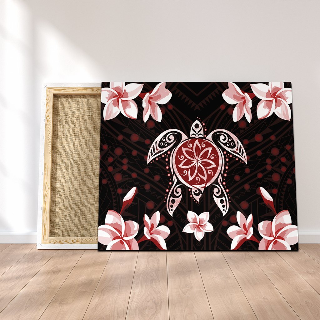 Hawaiian Reddie Turtle Plumeria Canvas AH Canvas Poly-cotton - Polynesian Pride