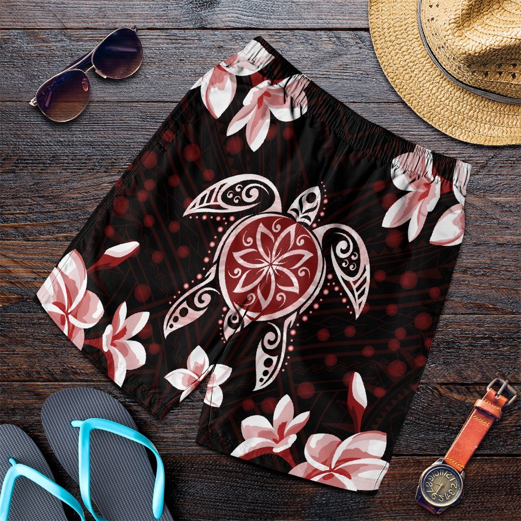 Hawaiian Reddie Turtle Plumeria Men's Shorts AH Art - Polynesian Pride