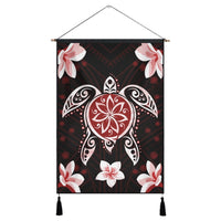 Hawaiian Reddie Turtle Plumeria Hanging Poster AH Hanging Poster Cotton And Linen - Polynesian Pride