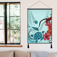 Hawaiian Sea Turtle Hibiscus Brilliant Polynesian Hanging Poster - AH - Polynesian Pride