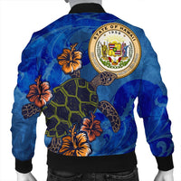 Hawaiian Seal Of Hawaii Hibiscus Ocean Turtle Polynesian Bomber Jacket - AH - Polynesian Pride