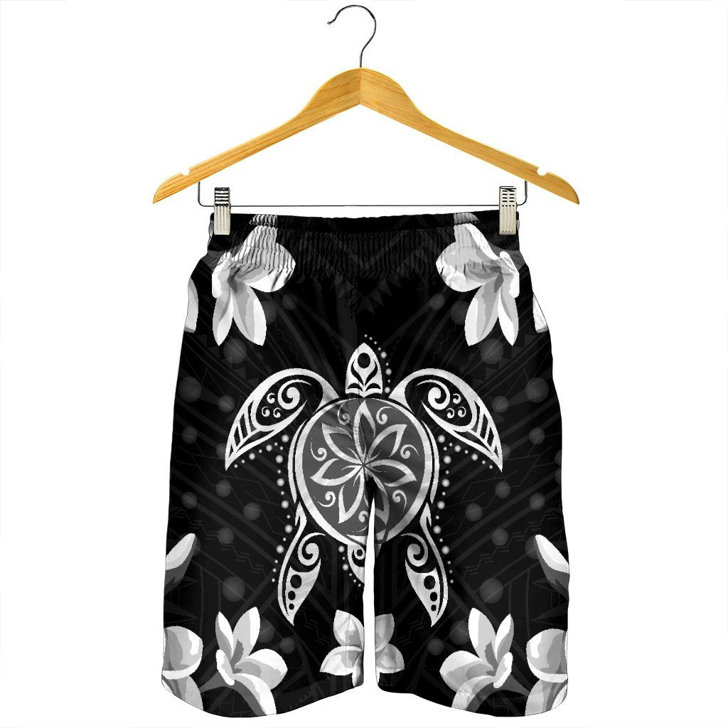 Hawaiian Silver Turtle Plumeria Men's Shorts AH - Polynesian Pride