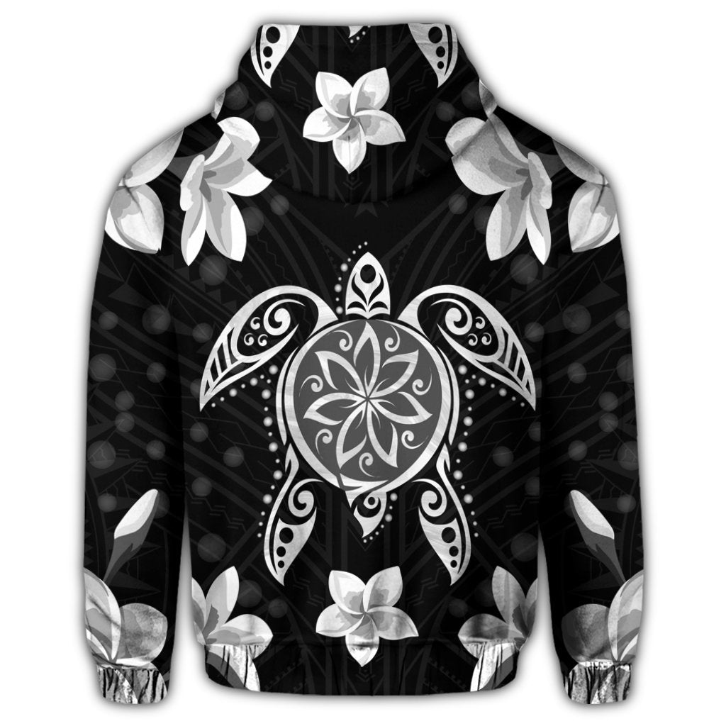 Hawaiian Silver Turtle Plumeria Hoodie - Polynesian Pride