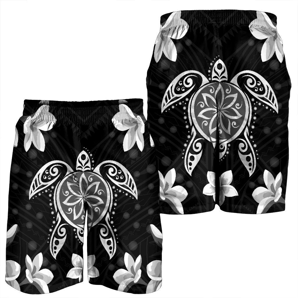 Hawaiian Silver Turtle Plumeria Men's Shorts AH - Polynesian Pride