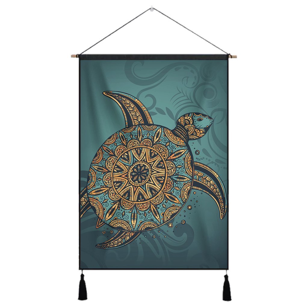 Hawaiian Skillful Turtle Polynesian Hanging Poster - AH Hanging Poster Cotton And Linen - Polynesian Pride