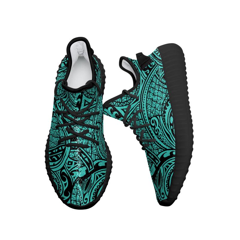 Hawaiian Sneakers YZ Polynesian Maori Lauhala Turquoise AH - Polynesian Pride