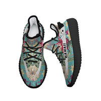Hawaiian Sneakers YZ Seamless Floral Pattern With Tropical Hibiscus Watercolor - Polynesian Pride