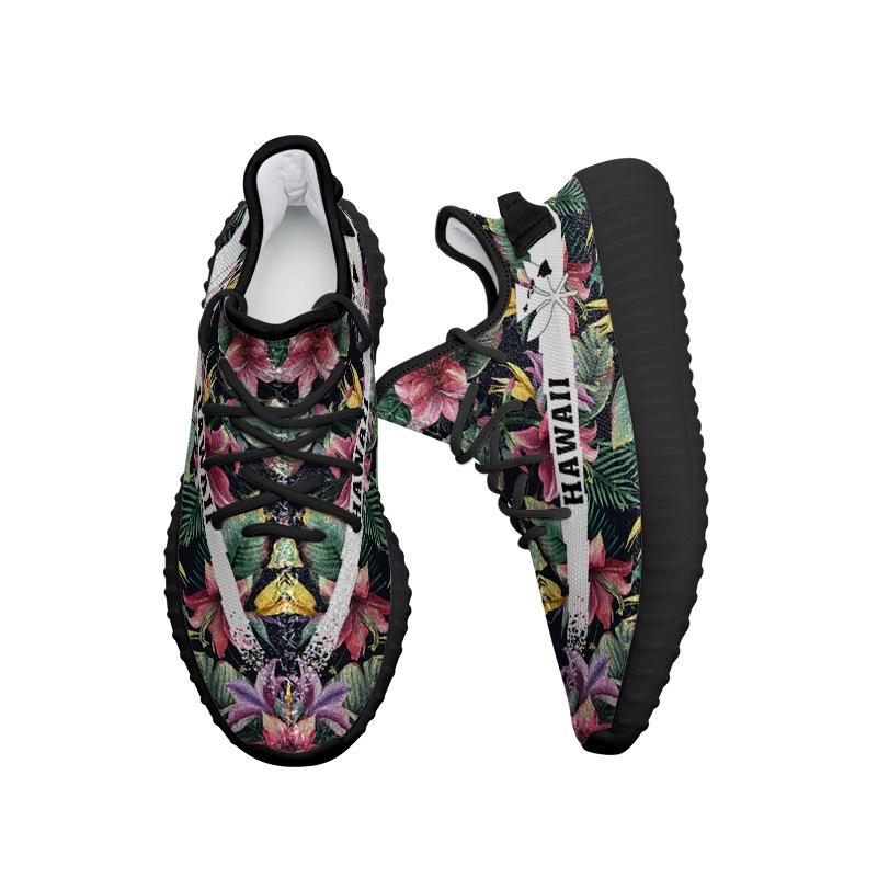 Hawaiian Sneakers YZ Tropical Flowers Palm And Leaves - Polynesian Pride