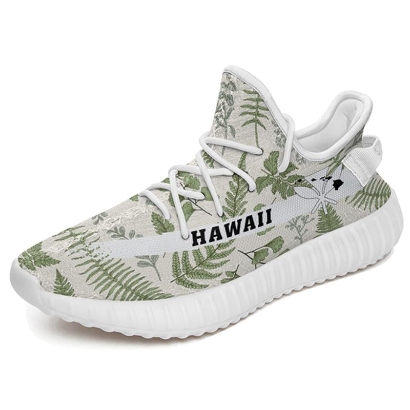Hawaiian Sneakers YZ Tropical Green Pattern White - Polynesian Pride