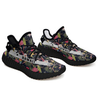 Hawaiian Sneakers YZ Tropical Hibiscus Strelitzia Palm Leaves Black - Polynesian Pride