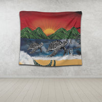 Hawaiian Sunset Ocean Turtle Tapestry - AH - Polynesian Pride