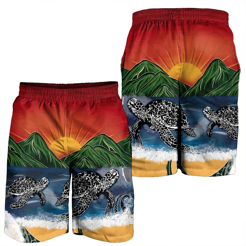 Hawaiian Sunset Ocean Turtle Men's Shorts - AH - Polynesian Pride