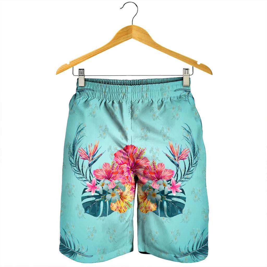 Hawaiian Tropical Strelitzia Hibiscus Plumeria Centre Men's Shorts - AH - Polynesian Pride
