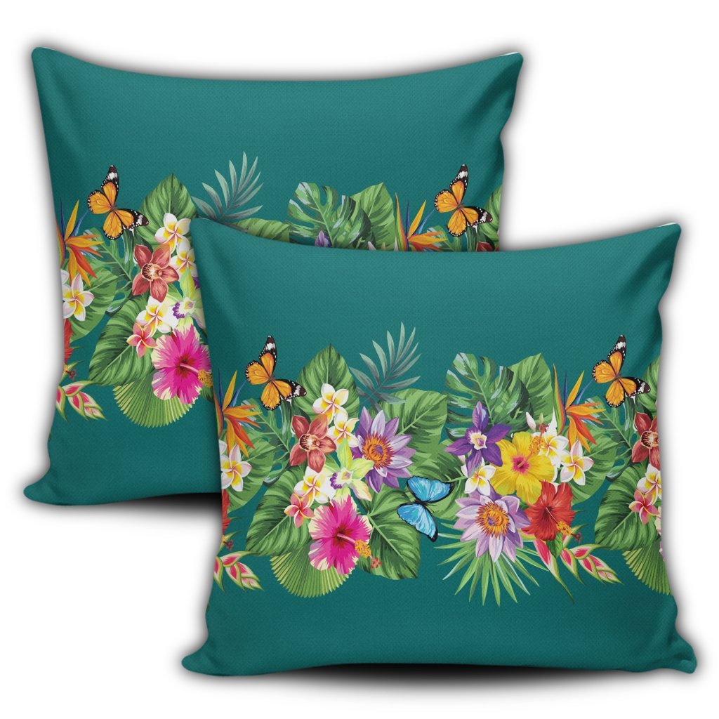 Hawaiian Tropical Strelitzia Plumeria Orchids Hibiscus Polynesian Pillow Covers - AH - Polynesian Pride
