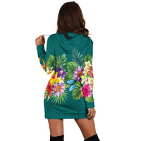 Hawaiian Tropical Strelitzia Plumeria Orchids Hibiscus Polynesian Hoodie Dress - AH - Polynesian Pride