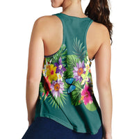 Hawaiian Tropical Strelitzia Plumeria Orchids Hibiscus Polynesian Racerback Tank - AH - Polynesian Pride