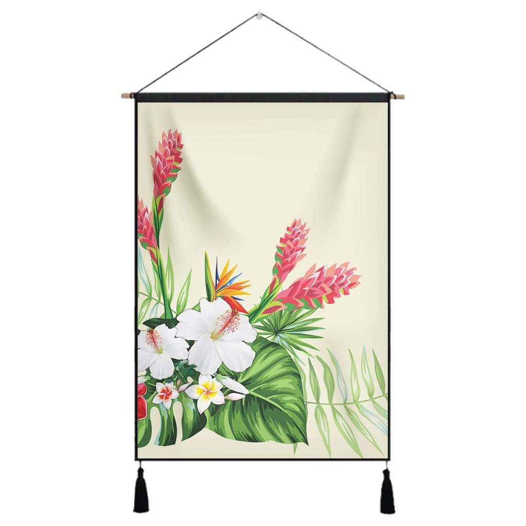 Hawaiian Tropical Wonderful Hibiscus Plumeria Strelitzia Hanging Poster - AH Hanging Poster Cotton And Linen - Polynesian Pride