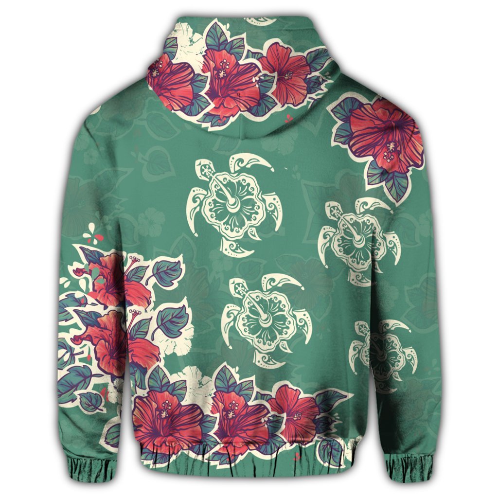 Hawaiian Turtle and Colorful Hibiscus Polynesian Hoodie - Polynesian Pride