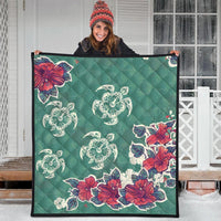 Hawaiian Turtle And Colorful Hibiscus Polynesian Premium Quilts - AH - Polynesian Pride