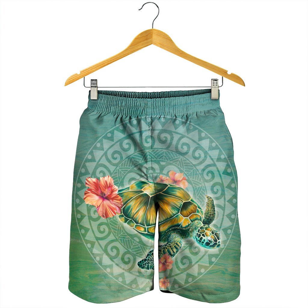 Hawaiian Turtle And Hibiscus Polynesian Men's Shorts - AH - Polynesian Pride