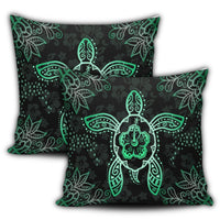 Hawaiian Turtle And Hibiscus Polynesian Pillow Covers Green - AH - Polynesian Pride