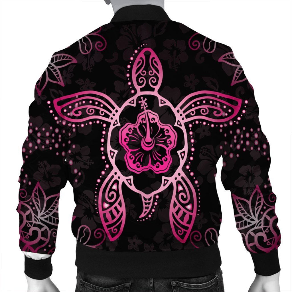 Hawaiian Turtle And Hibiscus Polynesian Bomber Jacket Pink - AH - Polynesian Pride