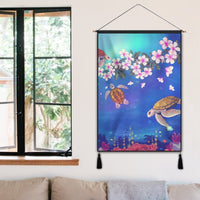 Hawaiian Turtle And Plumeria Pattern Polynesian Hanging Poster - AH - Polynesian Pride
