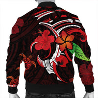 Hawaiian Turtle Hibiscus And Plumeria Flower Polynesian Bomber Jacket - AH - Polynesian Pride