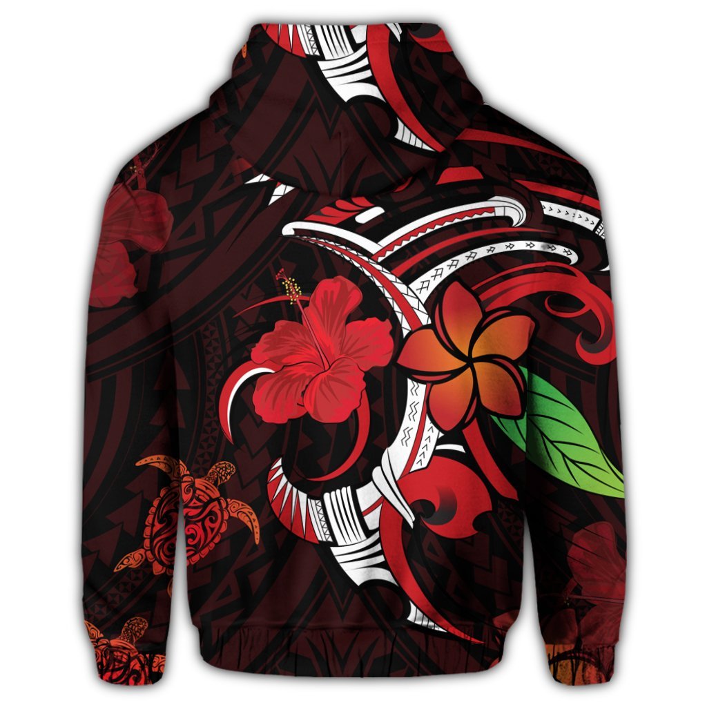 Hawaiian Turtle Hibiscus and Plumeria Flower Polynesian Zip Hoodie - Polynesian Pride