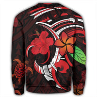 Hawaiian Turtle Hibiscus And Plumeria Flower Polynesian Sweatshirt - AH - Polynesian Pride