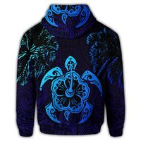 Hawaiian Turtle Hibiscus Coconut Tree Polynesian Zip Hoodie - Polynesian Pride
