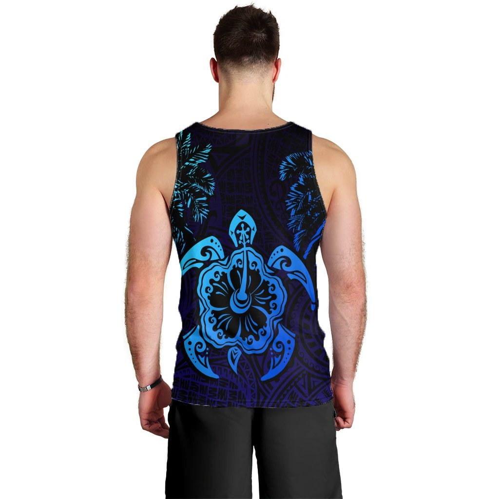 Hawaiian Turtle Hibiscus Coconut Tree Polynesian Tank Top AH - Polynesian Pride
