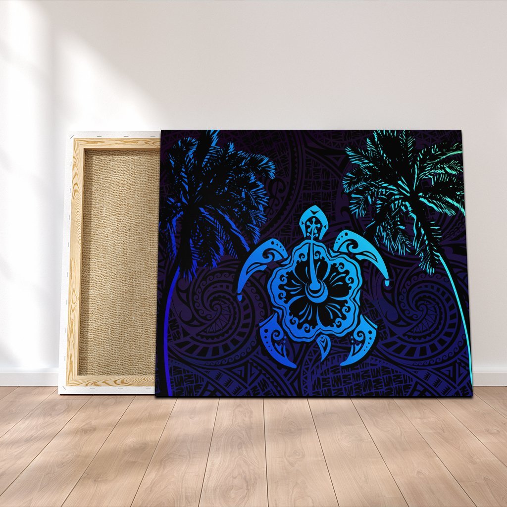 Hawaiian Turtle Hibiscus Coconut Tree Polynesian Canvas AH Canvas Poly-cotton - Polynesian Pride