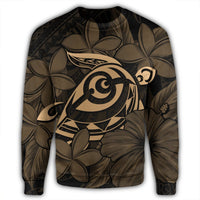 Hawaiian Turtle Hibiscus Plumeria Kanaka Polynesian Sweatshirt Gold - Soft Style - AH - Polynesian Pride