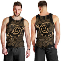 Hawaiian Turtle Hibiscus Plumeria Kanaka Polynesian Tank Top Gold - Soft Style - AH - Polynesian Pride