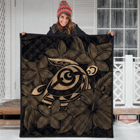 Hawaiian Turtle Hibiscus Plumeria Kanaka Polynesian Premium Quilts Gold - Soft Style - AH - Polynesian Pride