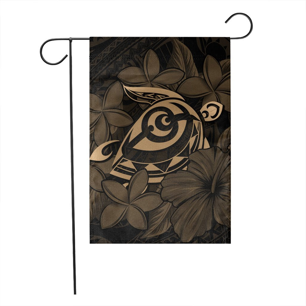 Hawaiian Turtle Hibiscus Plumeria Kanaka Polynesian Flag Gold - Soft Style - AH - Polynesian Pride