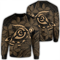 Hawaiian Turtle Hibiscus Plumeria Kanaka Polynesian Sweatshirt Gold - Soft Style - AH Unisex Black - Polynesian Pride
