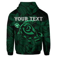 Custom Hawaiian Turtle Hibiscus Plumeria Kanaka Polynesian Hoodie Green Soft Style - Polynesian Pride
