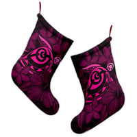 Hawaiian Turtle Hibiscus Plumeria Kanaka Polynesian Christmas Stocking Pink - Soft Style - AH - Polynesian Pride