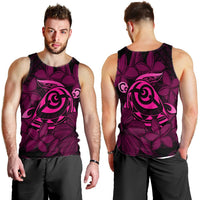 Hawaiian Turtle Hibiscus Plumeria Kanaka Polynesian Tank Top Pink - Soft Style - AH - Polynesian Pride
