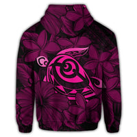 Hawaiian Turtle Hibiscus Plumeria Kanaka Polynesian Hoodie Pink Soft Style - Polynesian Pride