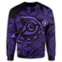 Hawaiian Turtle Hibiscus Plumeria Kanaka Polynesian Sweatshirt Purple - Soft Style - AH - Polynesian Pride